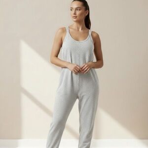 T/S By Thrive Clothing Soft Gray Jumpsuit Pockets New Size Large Loungewear New